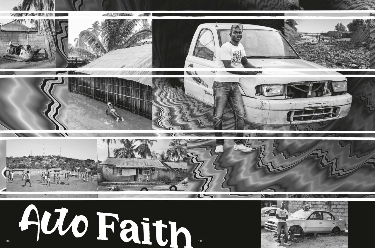 black and white scenery with Auto Faith graffiti