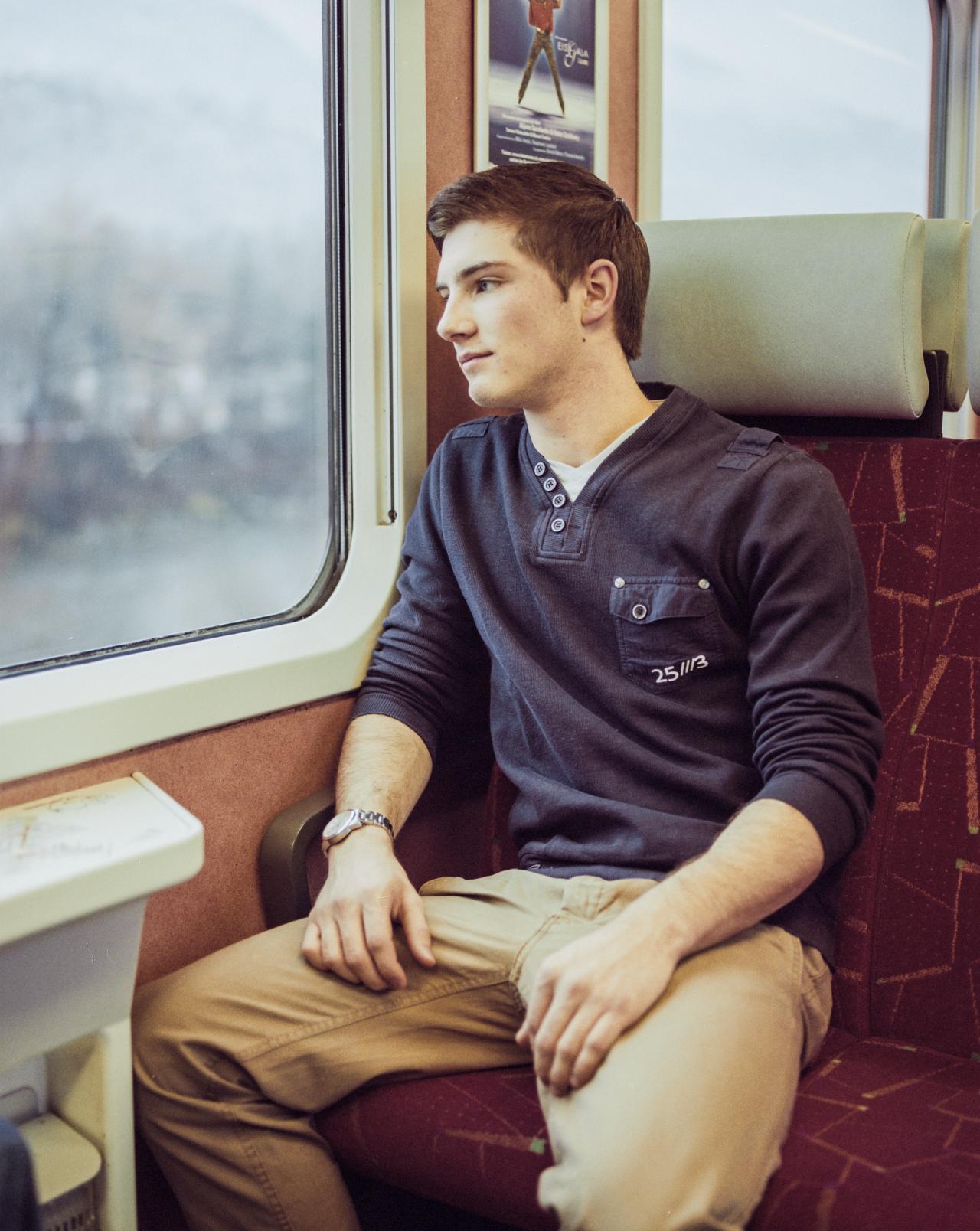 man in train